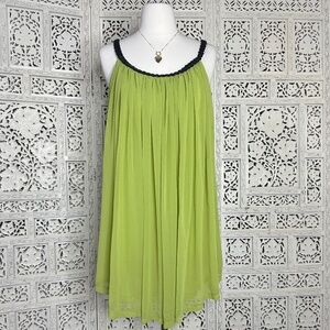 AnM NWT Green Mini Dress‎ With Black Braided Neckline Sz Large
